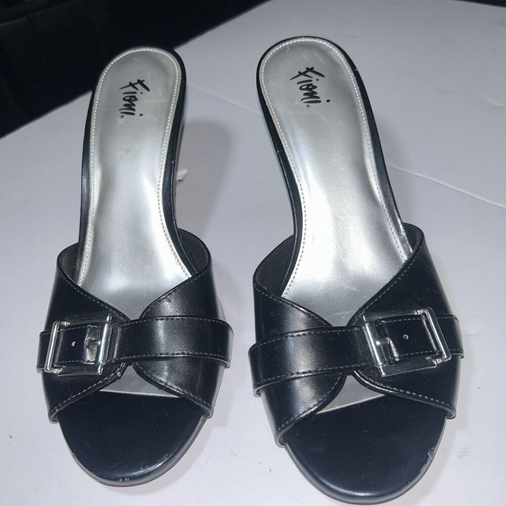Fioni Black Buckled Heeled Sandals Sz 8.5 W
